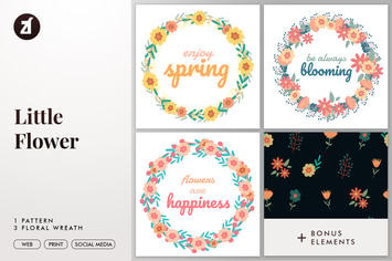 Little flower pattern and floral wreath