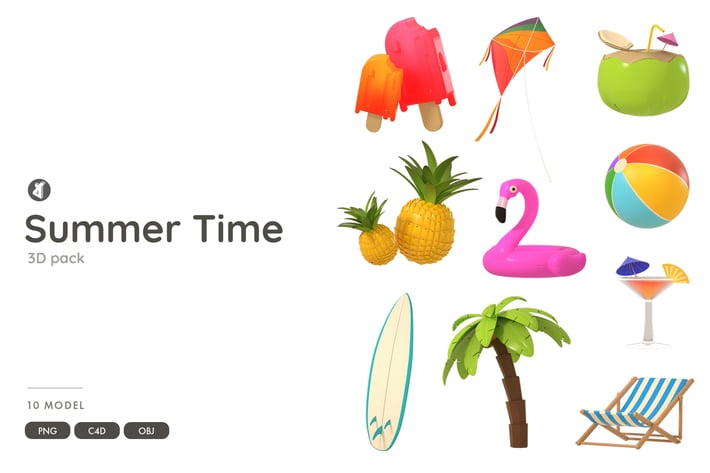 Summer time 3D object pack