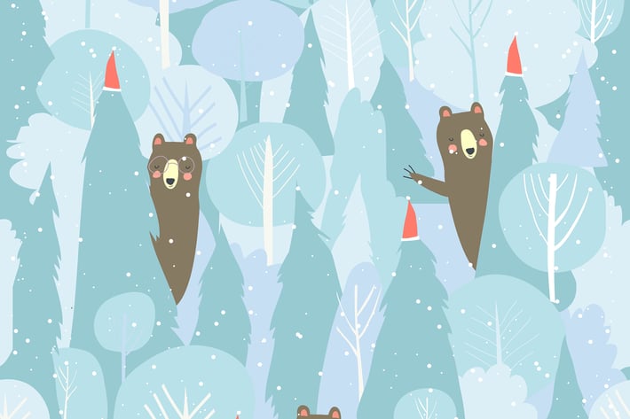 Seamless vector winter forest pattern. Christmas b
