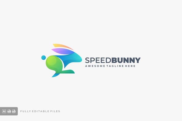 Running Bunny Colorful Gradient Logo Template