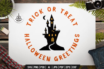 Halloween Greetings Logo Retro Vector Trick Badge