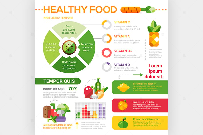 Healthy food - flat design style poster