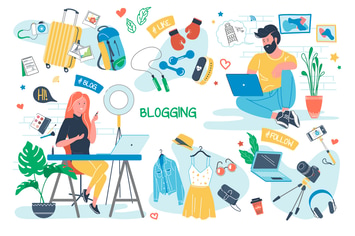 Blogging Concept Isolated Elements Set