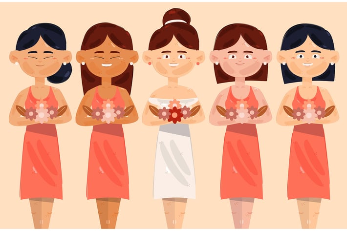 Bridesmaid with Bride Illustration (3)