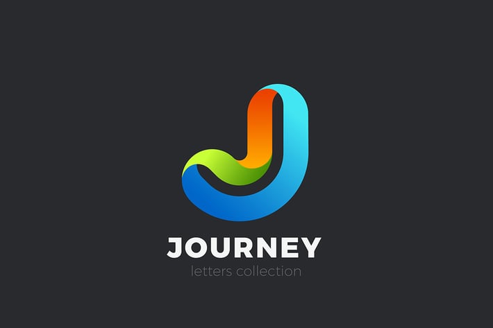 Letter J Logo design 3D Ribbon style