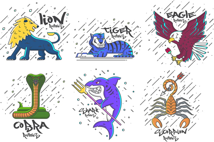 Various Animals Illustration design with