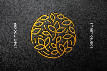 Foil Leather Press Logo Mockup