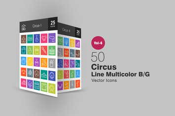 50 Circus Line Multicolor B/G Icons