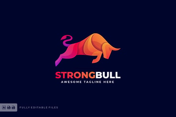 Strong Bull Colorful Logo Template