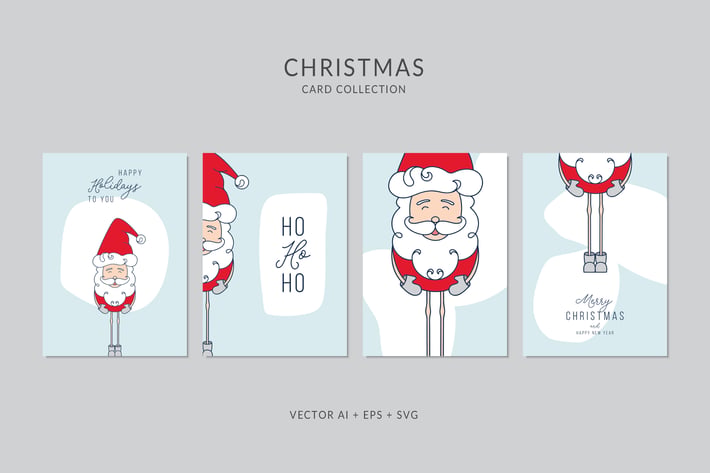 Christmas Greeting Card Vector Set