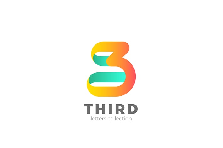 Number 3 Three design 3D Ribbon style