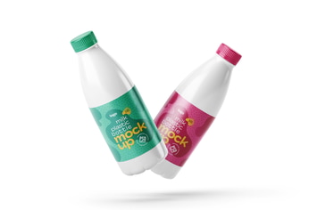 Plastic Milk Bottle Label Mockup