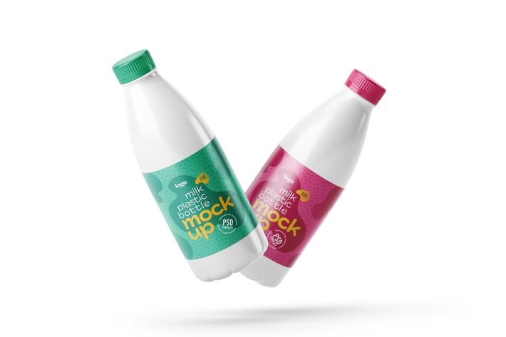 Plastic Milk Bottle Label Mockup