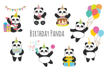 Birthday Panda Hand Drawn