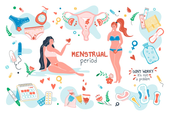 Menstrual Period Set Isolated Elements