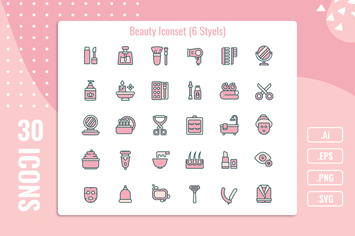 30 Iconset Beauty with 6 styles variant
