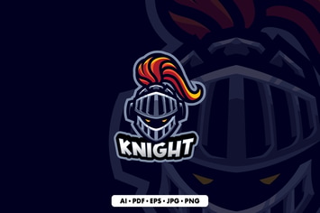 Knight Helmet Cartoon Logo