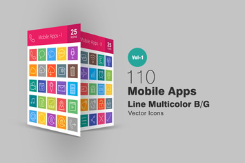 110 Mobile Apps Line Multicolor Icons