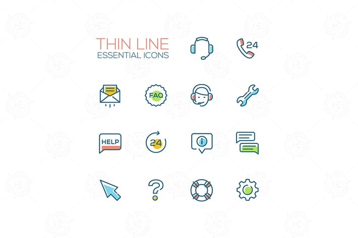 Help Center - Thin Single Line Icons Set