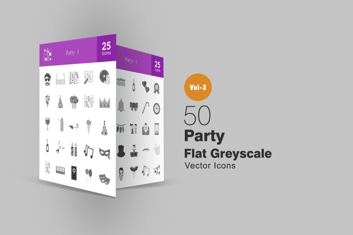 50 Party Greyscale Icons