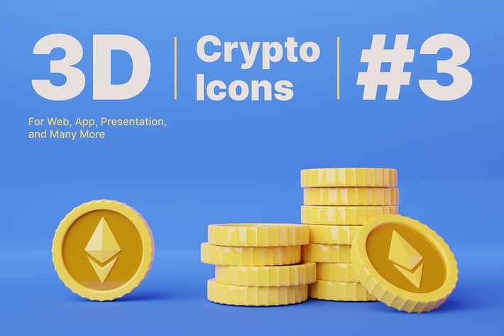 3D Ethereum Cryptocurrency Icons 