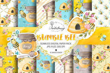 Bumble Bee digital paper pack