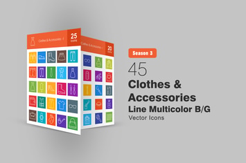 45 Clothes & Accessories Line Multicolor B/G Icons