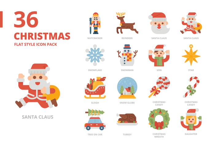 Christmas Flat Style Icon Pack