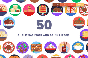 50 Christmas Food and Drinks Icons