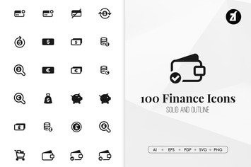 100 Finance minimal icons