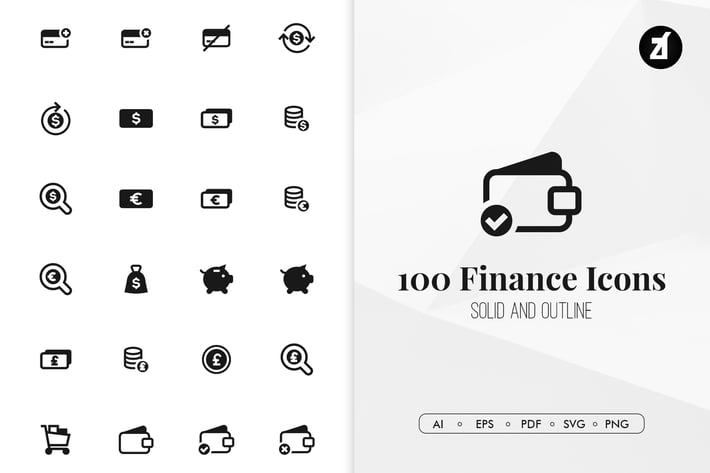 100 Finance minimal icons
