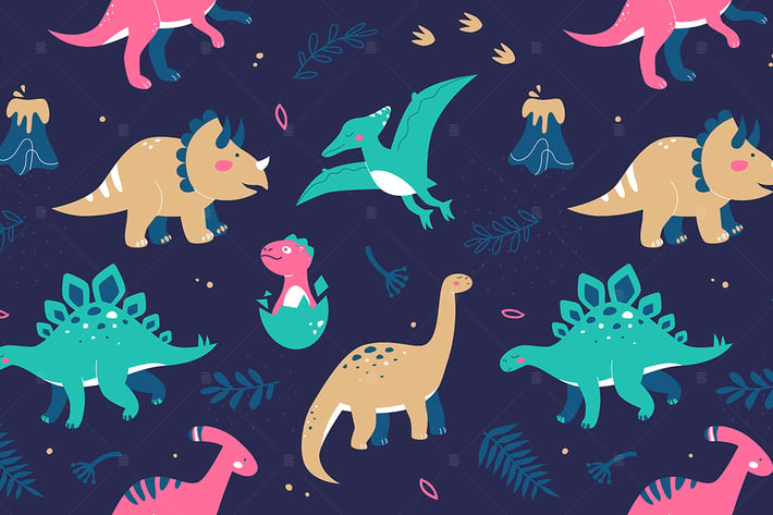 Different Dinosaurs - Seamless Pattern
