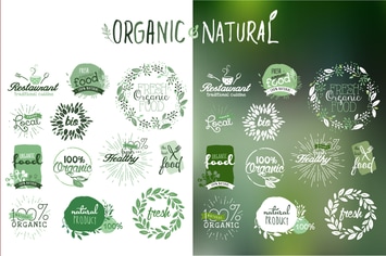 Organic products stickers and badges