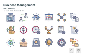 Business management thin outline icons
