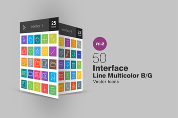 50 Interface Line Multicolor Icons