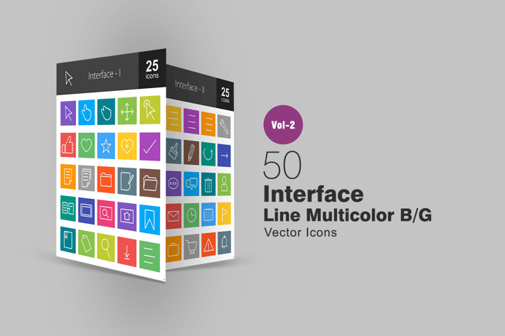 50 Interface Line Multicolor Icons