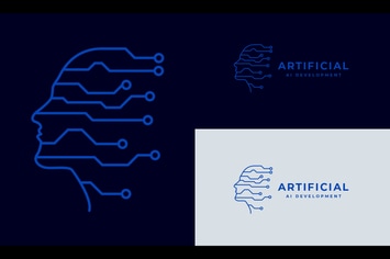 Human Brain intelligence and Circuit Symbol Logo