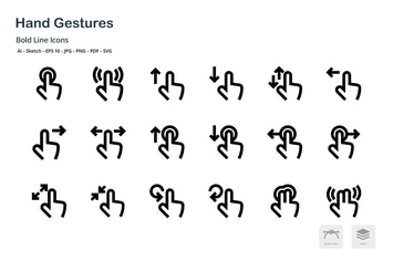 Hand Gestures Mini Bold Line Vector Icons
