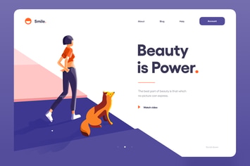 Girl & Fox Flat Illustration & Hero Banner
