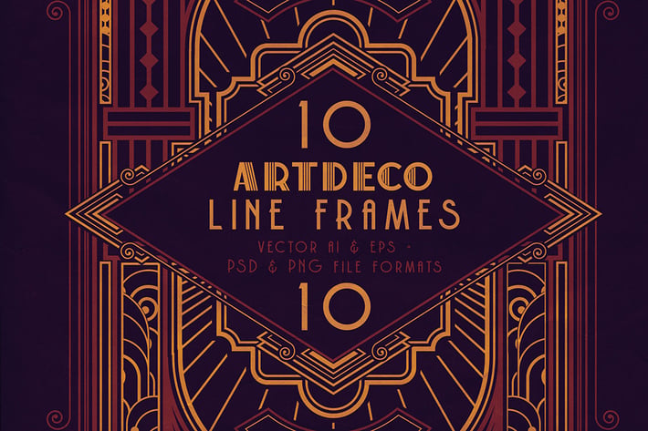 10 ArtDeco Line Frames