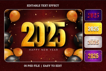 New Year 2025 Editable Text Effect Set