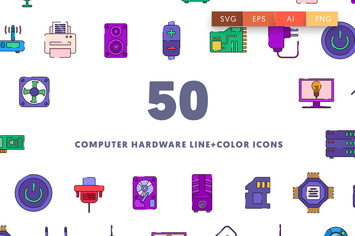 Computer Hardware Line & Color Icons