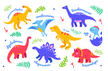 Different dinosaurs - flat design style characters