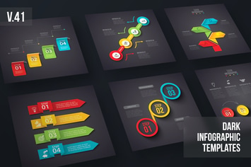 Dark Infographics template set v.41