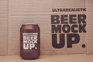 Front Paperboard Beer Can Mockup