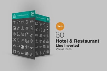 60 Hotel & Restaurant Line Inverted Icons