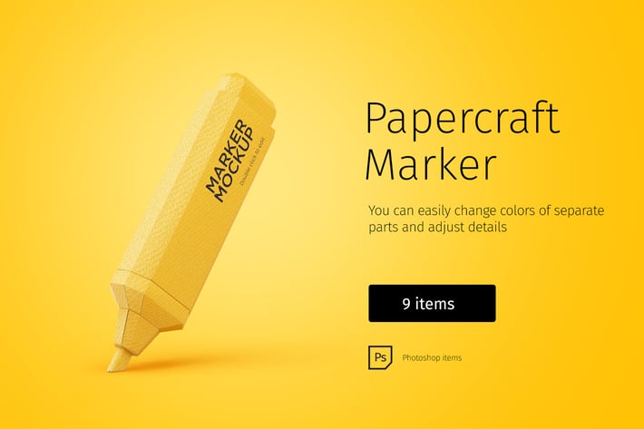 Papercraft marker editable handmade illustrations 