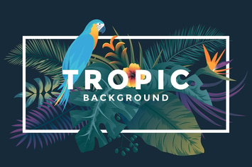 Various Tropical background with jungle plants