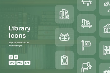 Library Dashed Line Icons