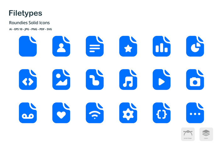 File Types Roundies Solid Glyph Icons